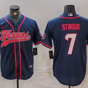 Men's Houston Texans #7 C.J. Stroud Navy With Patch Cool Base Stitched Baseball Jersey