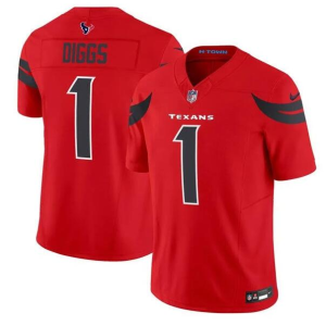 Men's Houston Texans #1 Stefon Diggs Red Red 2024 Alternate F.U.S.E Vapor Football Stitched Jersey