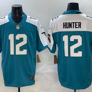 Men's Jacksonville Jaguars #12 Travis Hunter Teal/White 2025 Draft F.U.S.E. Florida Patch Jersey