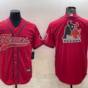 Men's Houston Texans Red Team Big Logo With Patch Baseball Nike Jersey