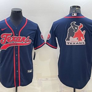 Men's Houston Texans Navy Team Big Logo With Patch Baseball Nike Jersey