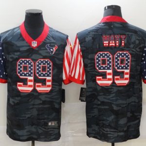 Men's Houston Texans #99 J.J. Watt 2020 Camo USA Flag Limited Jersey