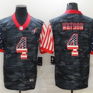 Men's Houston Texans #4 Deshaun Watson 2020 Camo USA Flag Limited Jersey