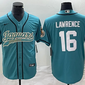 Men's Jacksonville Jaguars #16 Trevor Lawrence Teal With Patch Stitched Jersey