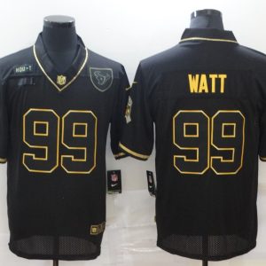Men's Houston Texans #99 Watt 2020 Black/Gold Salute To Service Limited Jersey