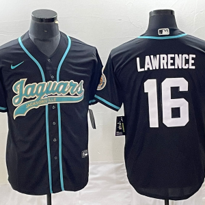 Men's Jacksonville Jaguars #16 Trevor Lawrence Black With Patch Stitched Jersey
