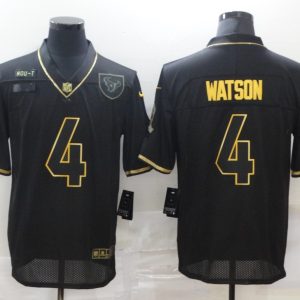 Men's Houston Texans #4 Deshaun Watson 2020 Black/Gold Salute To Service Limited Jersey