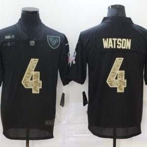 Men's Houston Texans #4 Deshaun Watson Black Camo Salute To Service Limited Jersey
