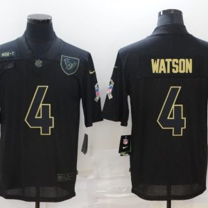 Men's Houston Texans #4 Deshaun Watson 2020 Black Salute To Service Limited Jersey