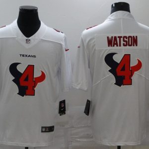 Men's Houston Texans #4 Deshaun Watson White Shadow Logo Limited Jersey