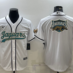 Men's Jacksonville Jaguars White Blank 2022 Team Big Logo With Patch Baseball Nike Jersey
