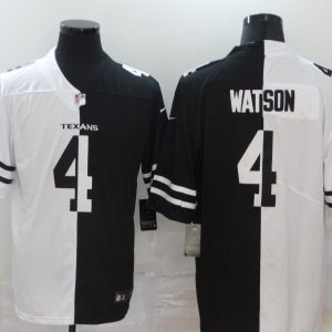 Men's Houston Texans #4 Deshaun Watson Black/White Split 2020 Vapor Untouchable Limited Jersey