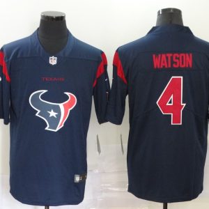 Men's Houston Texans #4 Deshaun Watson Blue Team Big Logo Number Vapor Untouchable Limited Jersey