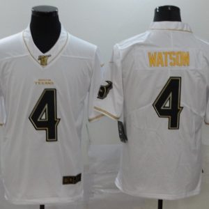 Men's Houston Texans #4 Deshaun Watson White 2019 100th Season Golden Edition Limited Jersey