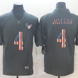 Men's Houston Texans #4 Deshaun Watson Grey 2019 Salute To Service USA Flag Limited Jersey