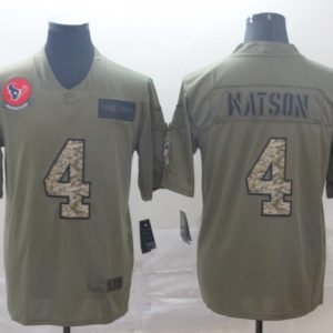Men's Houston Texans #4 Deshaun Watson 2019 Olive/Camo Salute To Service Limited Jersey