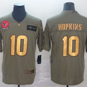Men's Houston Texans #10 DeAndre Hopkins 2019 Olive/Gold Salute To Service