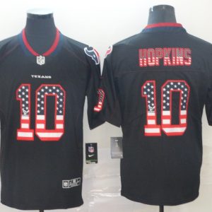 Men's Houston Texans #10 DeAndre Hopkins Black USA Flag Color Rush Limited Fashion Jersey