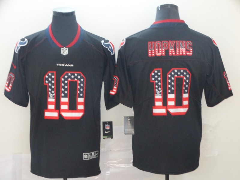 Men's Houston Texans #10 DeAndre Hopkins Black USA Flag Color Rush Limited Fashion Jersey