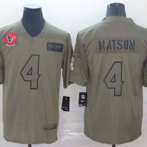 Nike Texans #4 Deshaun Watson 2019 Olive Salute To Service Limited Men Jersey
