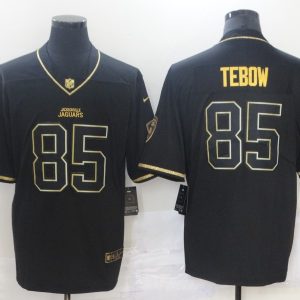 Men's Jacksonville Jaguars #85 Tebow Black Golden Edition Limited Jersey