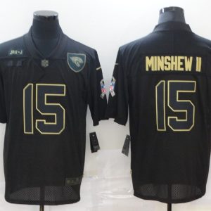 Men's Jacksonville Jaguars #15 Gardner Minshew 2020 Black Salute To Service Limited Jersey