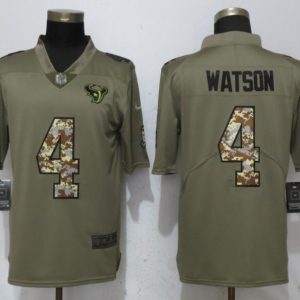 Nike Men's Houston Texans 4 Watson Olive/Camo Carson 2018 Salute to Service Limited Jersey
