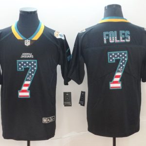 Nike 2018 Jacksonville Jaguars #7 Foles USA Flag Fashion Black Color Rush Limited Jersey