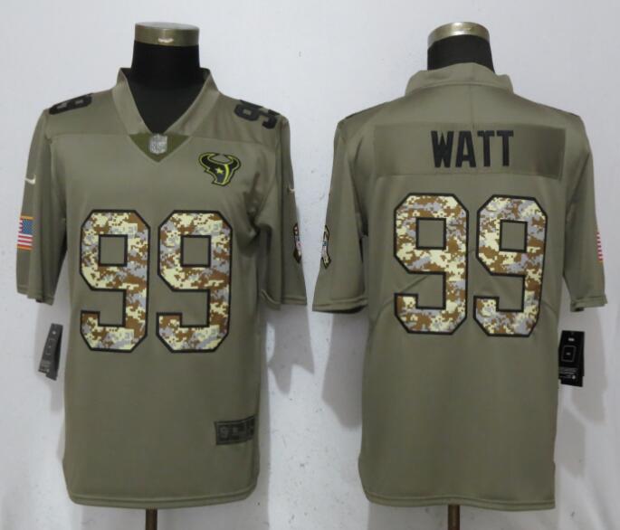 Nike Men's Houston Texans 99 Watt Olive/Camo Carson 2018 Salute to Service Limited Jersey