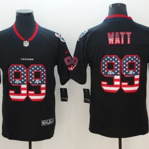 Nike 2018 Houston Texans #99 Watt USA Flag Fashion Black Color Rush Limited Jersey