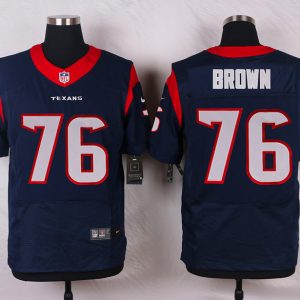 Nike Houston Texans #76 Brown Blue Elite Jersey