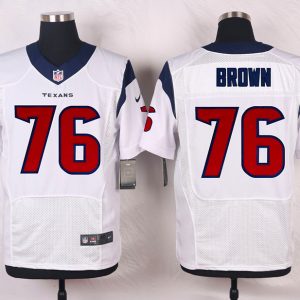 Nike Houston Texans #76 Brown White Elite Jersey