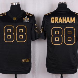 Mens Houston Texans #88 Graham Pro Line Black Gold Collection Jersey