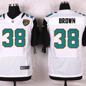 Nike Jacksonville Jaguars #38 Brown White Elite Jersey
