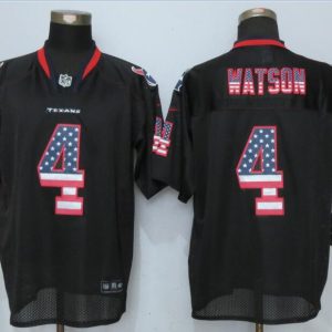 New Nike Houston Texans #4 Watson USA Flag Fashion Black Elite Jerseys