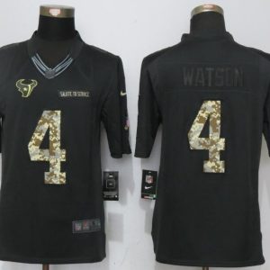 New Nike Houston Texans 4 Watson Anthracite Salute To Service Limited Jersey