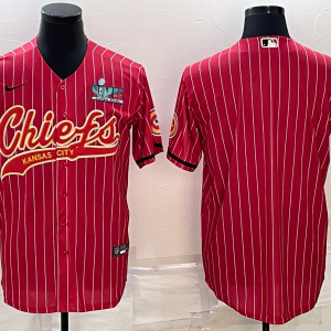 Men's Kansas City Chiefs Chiefs Blank Red With Super Bowl LVII Patch Baseball Jersey