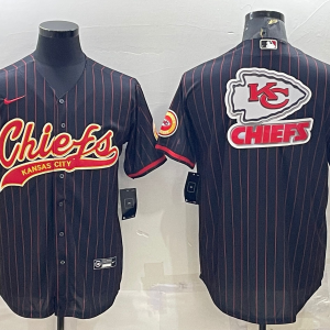 Men's Kansas City Chiefs Chiefs Black Team Big Logo With Patch Baseball Nike Jersey