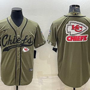 Men's Kansas City Chiefs Chiefs 2022 Olive Salute To Service Team Big Logo With Patch Baseball Nike Jersey