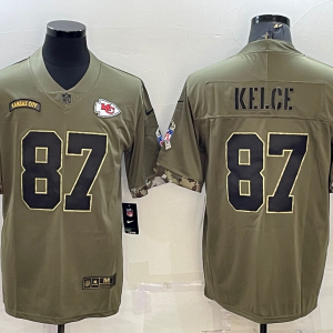 Men's Kansas City Chiefs Chiefs #87 Travis Kelce 2022 Olive Salute To Service Limited Jersey
