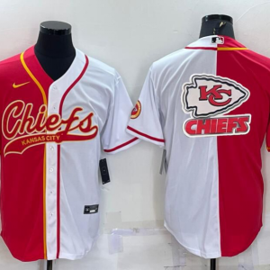 Men's Kansas City Chiefs Red/White Split Baseball Nike Jersey