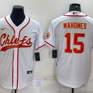 Men's Kansas City Chiefs Chiefs #15 Patrick Mahomes White Baseball Nike Jersey
