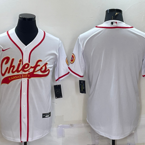 Men's Kansas City Chiefs Blank White  Baseball Nike Jersey
