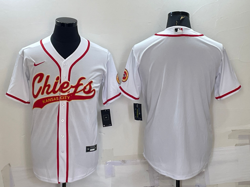 Men's Kansas City Chiefs Blank White Baseball Nike Jersey