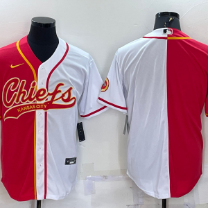 Men's Kansas City Chiefs Chiefs Bank Red/White Split Baseball Nike Jersey