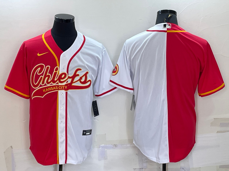 Men's Kansas City Chiefs Chiefs Bank Red/White Split Baseball Nike Jersey