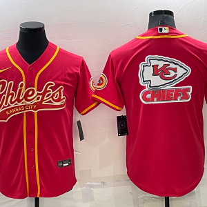 Men's Kansas City Chiefs Red Team Big Logo With Patch Baseball Nike Jersey