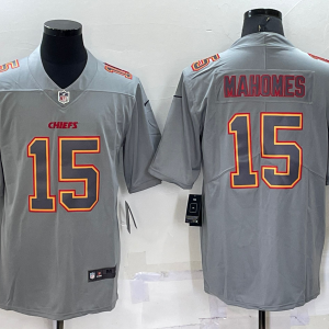 Men's Kansas City Chiefs Chiefs #15 Patrick Mahomes Grey Atmosphere Fashion Limited Jersey