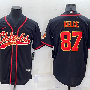 Men's Kansas City Chiefs Chiefs #87 Travis Kelce Black Baseball Nike Jersey