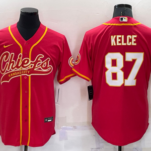 Men's Kansas City Chiefs Chiefs #87 Travis Kelce Red Baseball Nike Jersey